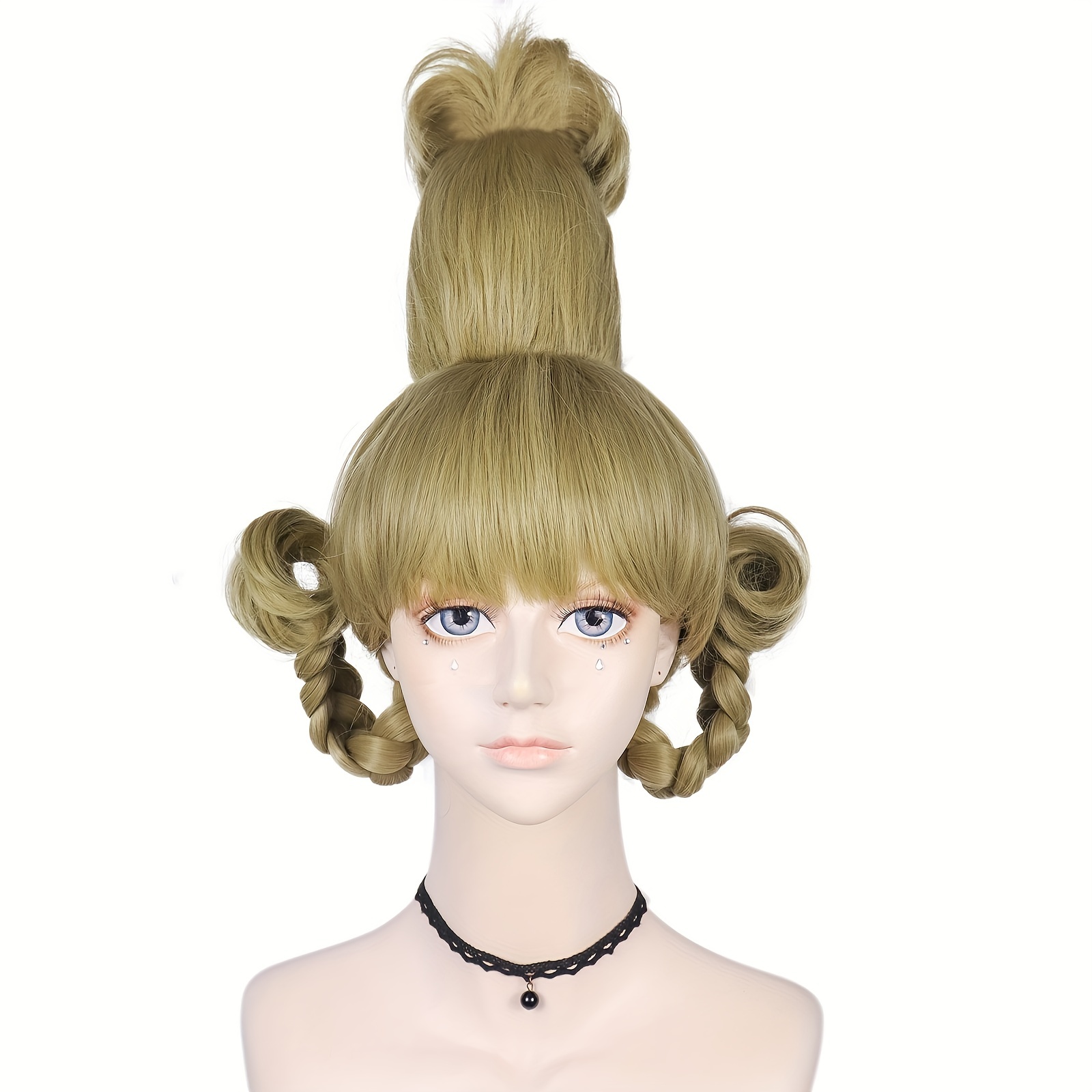 Christmas Girl Wig Ash Blonde Wig Women Bows Clip Wig Temu