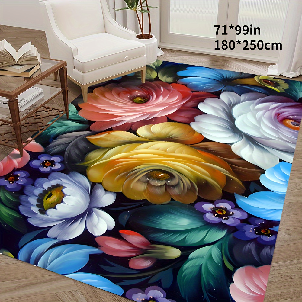 1 Alfombra Antideslizante Hermosas Flores Lavable Máquina - Temu Spain