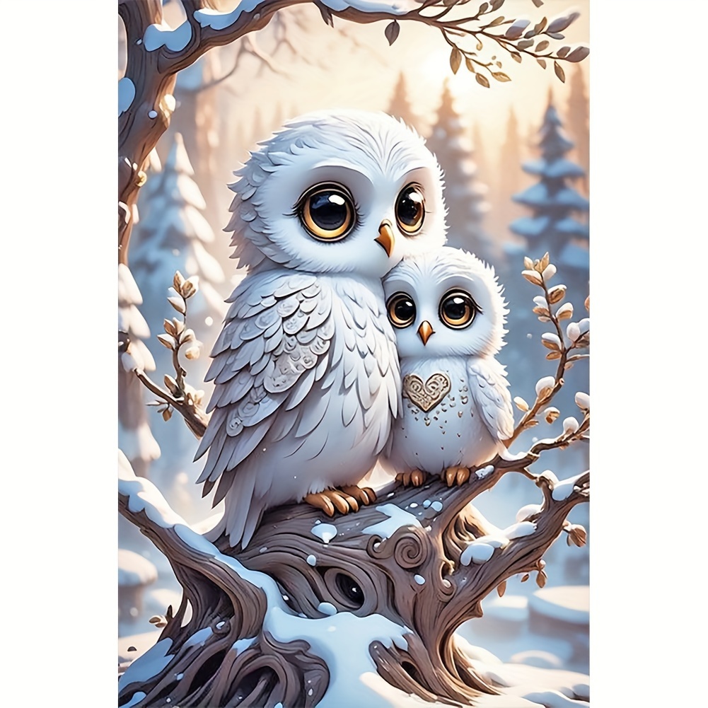 

1pc Snow Scenery Owl Family Pattern 30*40cm/ 11.8 * 15.75indiy 5d Diamond Painting Set Full Drill Diamond Art Full Drill Craft For Wall Decor Beginner Gift