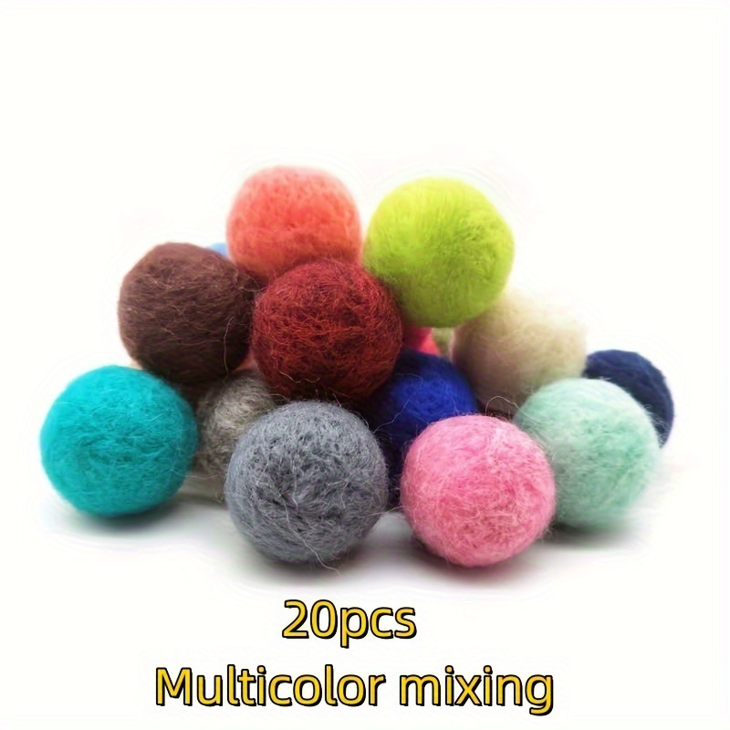 Felt Pom Poms - Wool Felt Balls - 10 Vibrant Colors - 40 Pieces - 2cm (~0.8  inch) Size Each - Craft - DIY - Handmade 100% New Zealand Wool