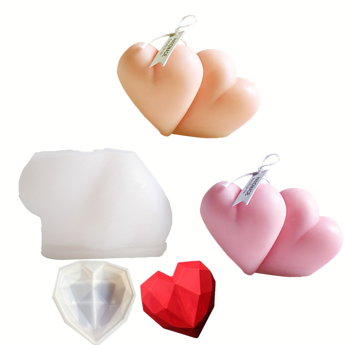 3D Double Love Silicone Candle Mold DIY Heart-shaped Candle Making