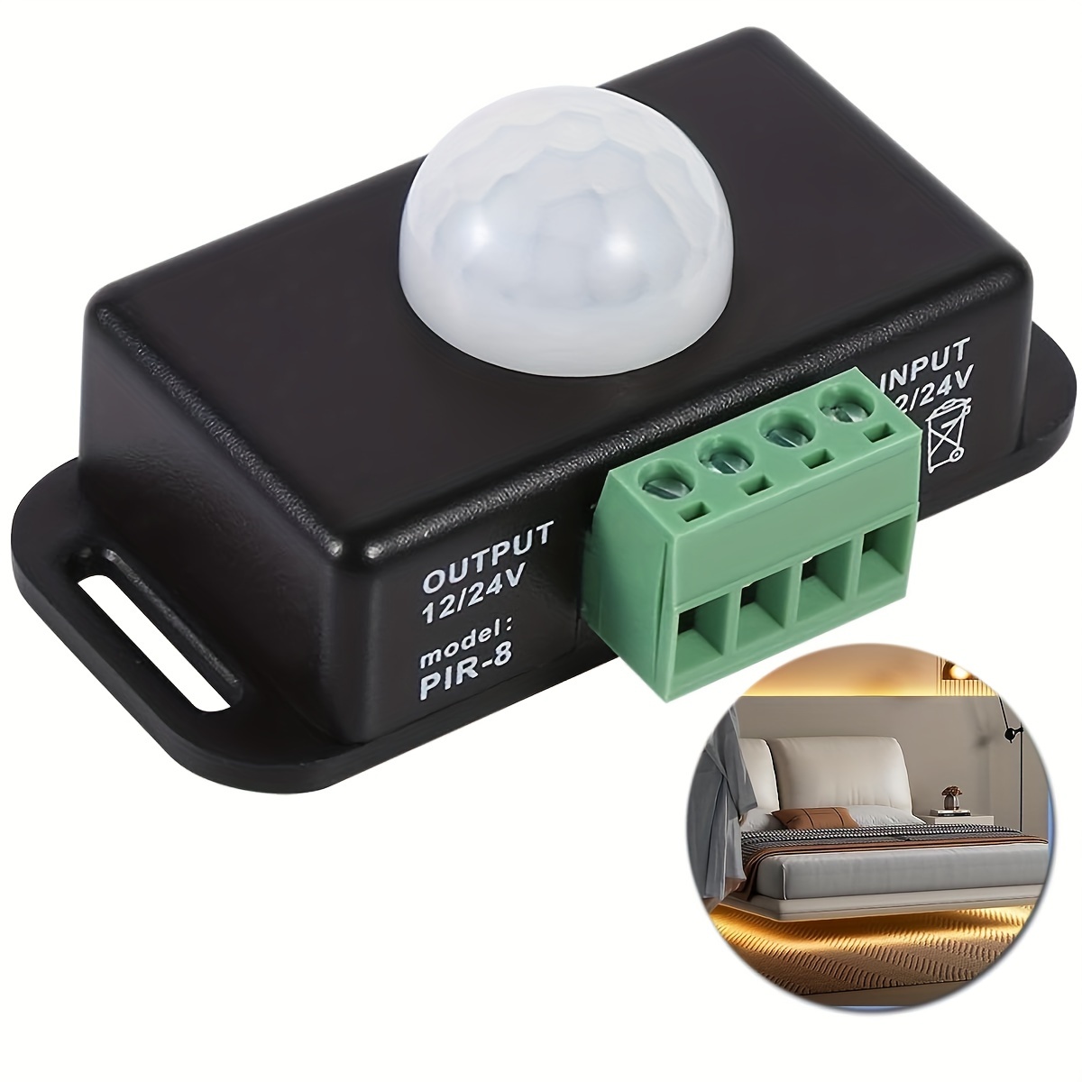 

12 V 24 V Pir Sensor Adjustable Led C Black Infrared Motion Detector Body Motion Sensing Light Switch Pir Controller With Embedded Pir Probes For Flexible Led Strip Lights