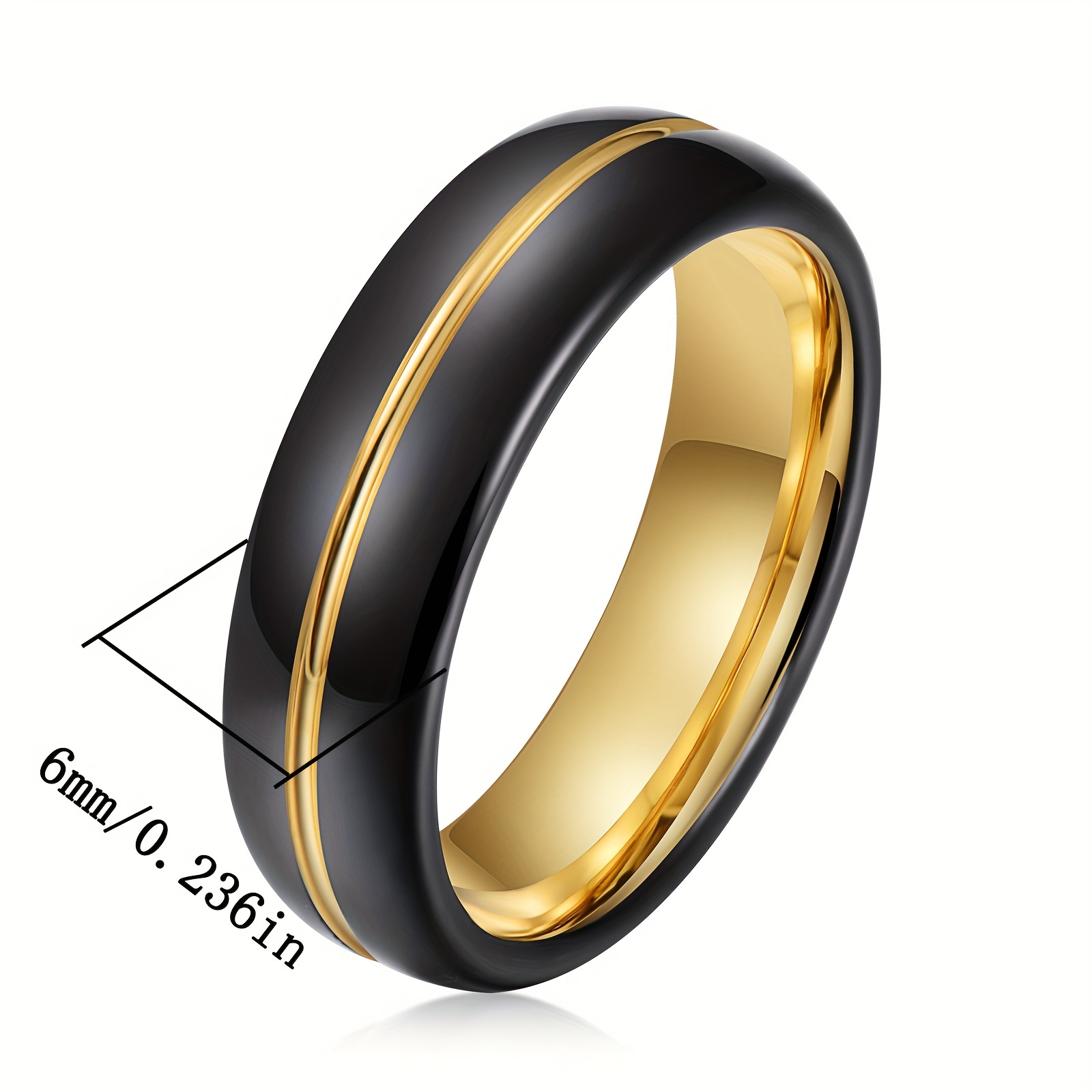 Wedding Ring Simple Stainless Steel Light Surface 6mm Arc Titanium