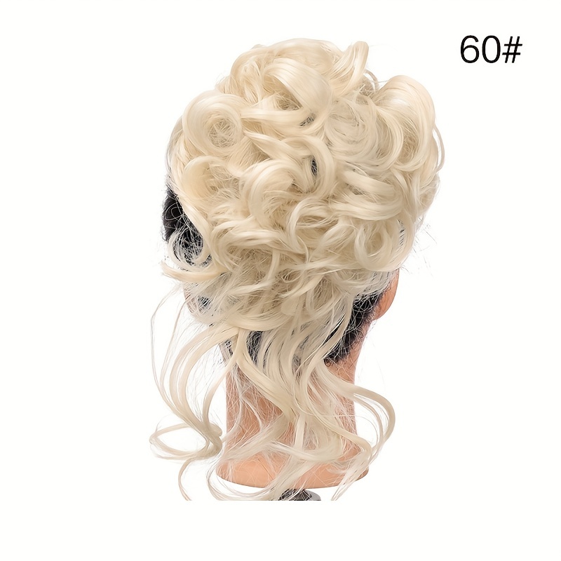 Curly Synthetic Messy Chignon Brown Donut Hair Bun
