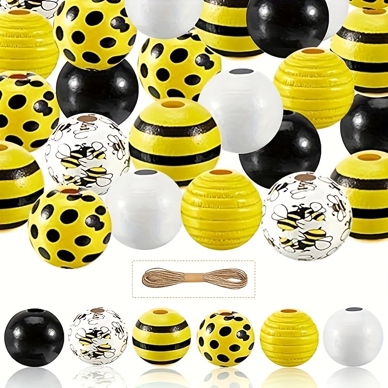 60pcs bee wooden beads honeycomb beads farmhouse Temu Mexico