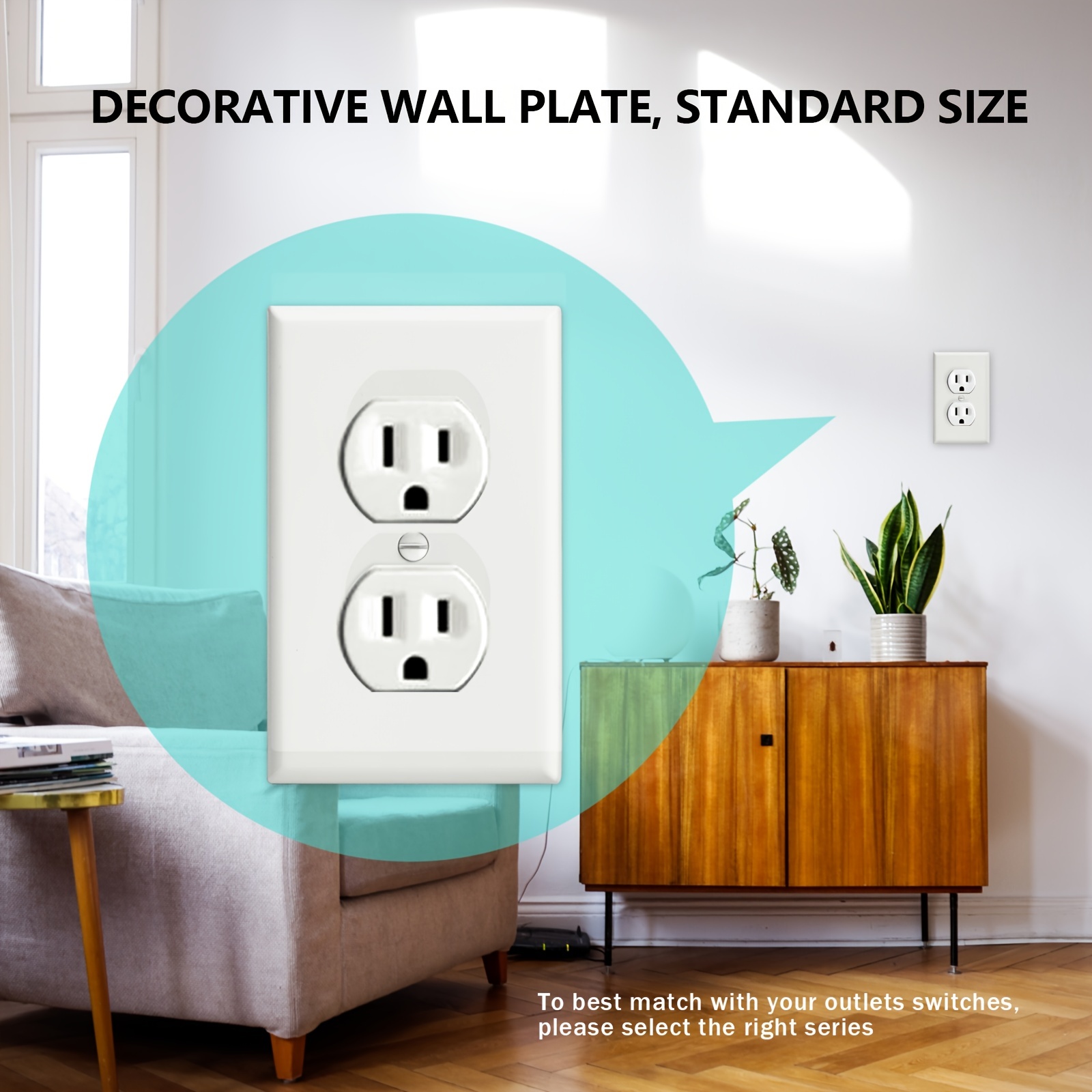 2pcs/10pcs Wall Plates Kit, Electrical Outlet Covers, Standard Size  Unbreakable Polycarbonate Thermoplastic, Electric Receptacle Plug Covers,,  White