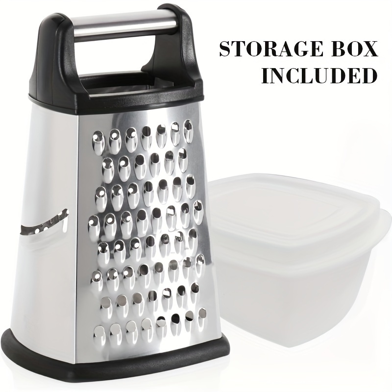 Professional Box Grater, Stainless Steel with 4 Sides, Best for Parmesan  Cheese, Vegetables, Ginger, Black 