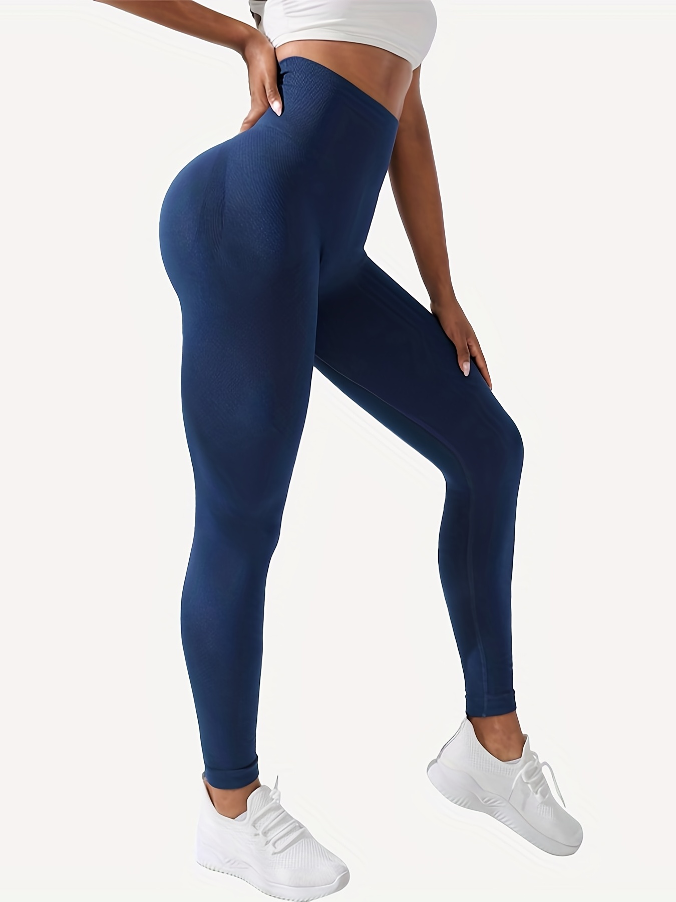 Leggings Sin Costuras Color Sólido Mujer Pantalones Yoga - Temu