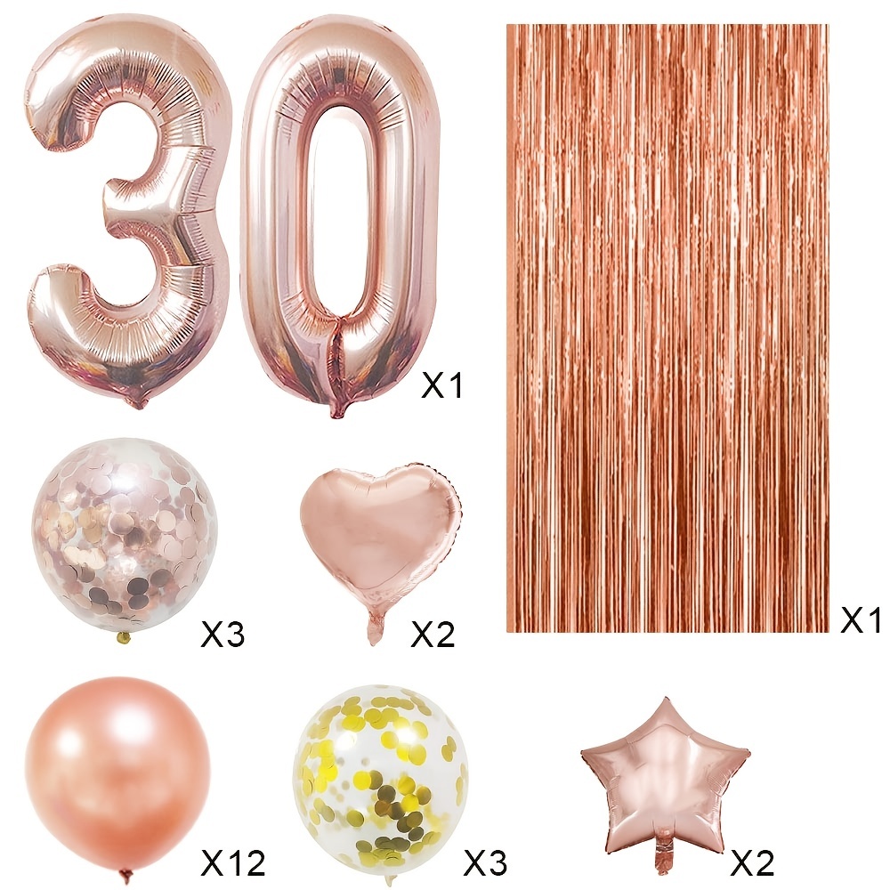 Birthday Decoration 30 Years Rose Gold