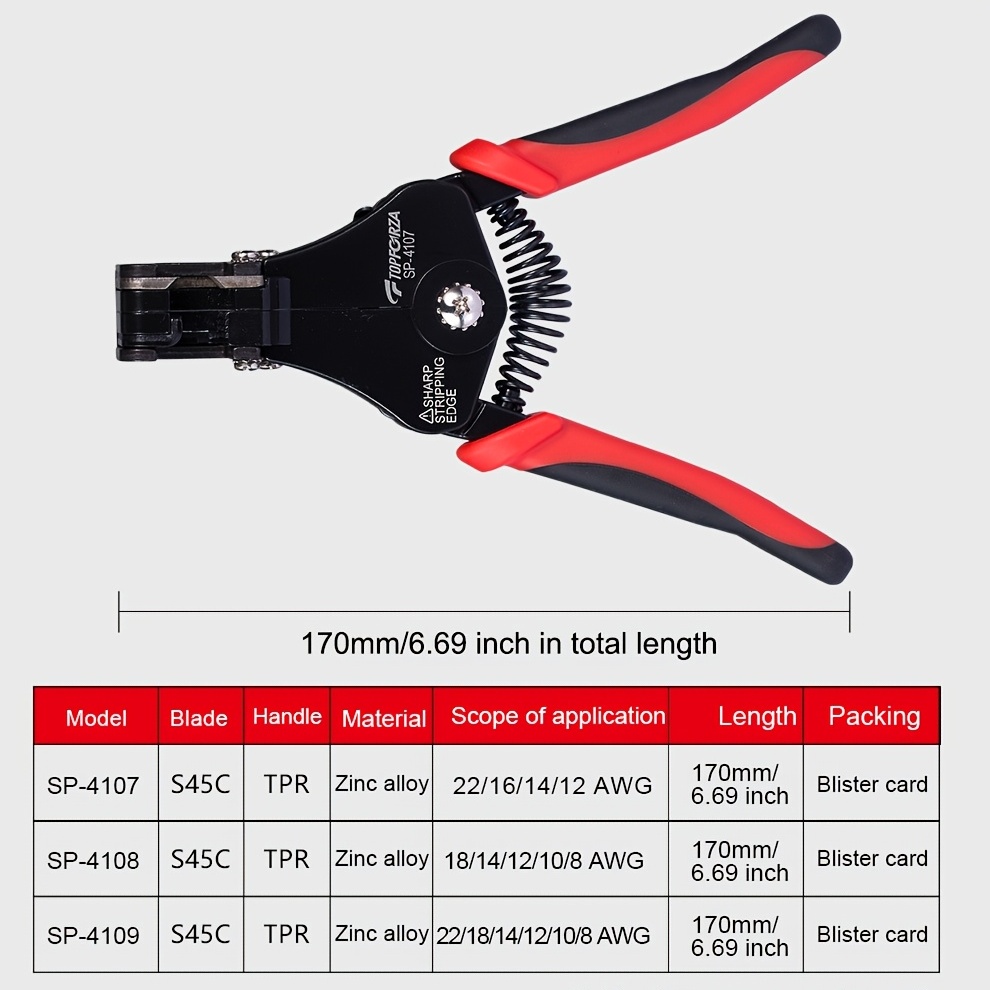 Automatic Wire Stripping Tool Cutter Multifunction Heavy Duty Stripper for  1.0 3.2mm Solid and 8-22 AWG Stranded Electrical Wire