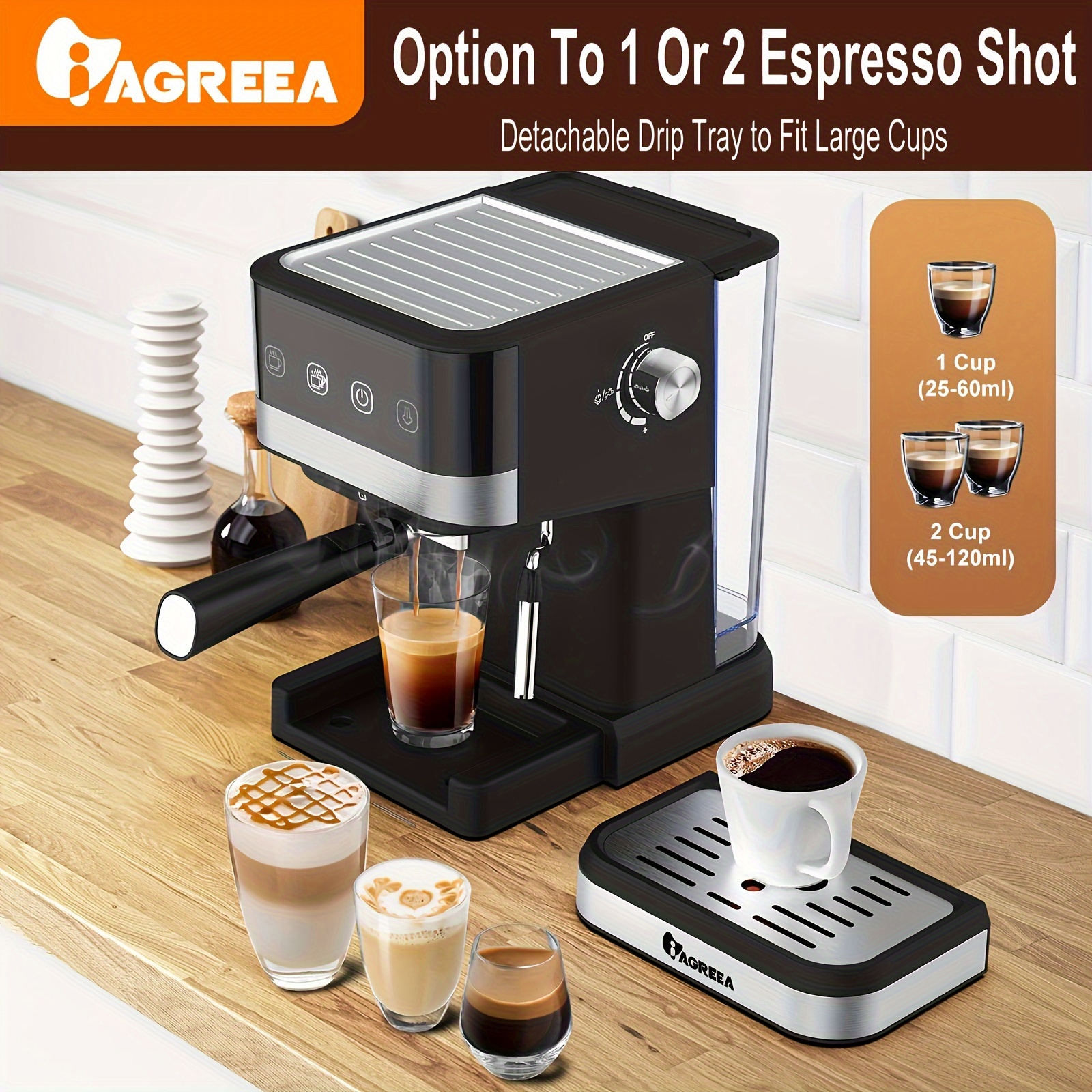 Máquina de café expreso, máquina de café expreso de acero inoxidable con  espumador de leche para café con leche, capuchino, machiato, para máquina  de
