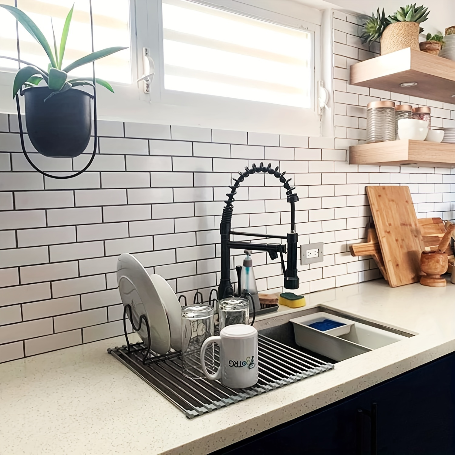 Dish Drying Rack Over the Sink Dish Drainer with Anti-Sliding