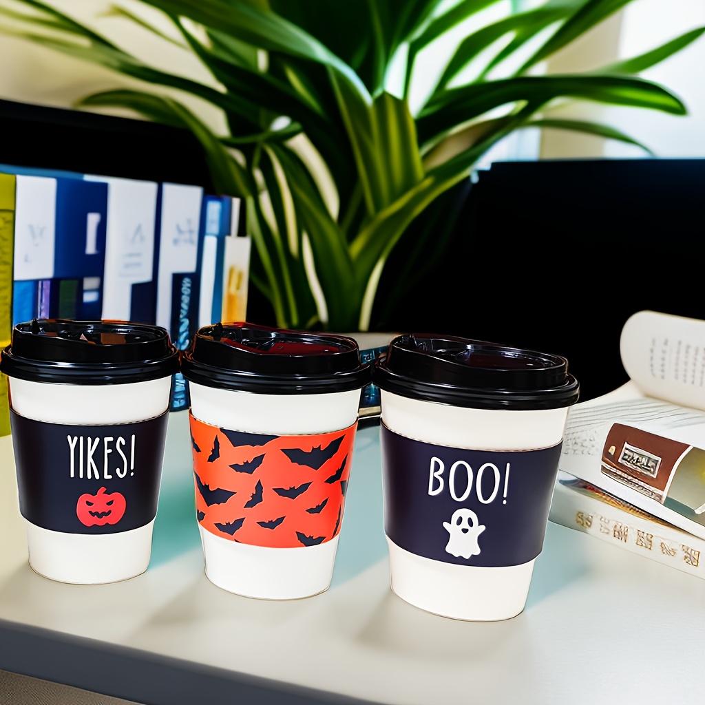 Coffee Cups With Lids And Kraft Sleeves Disposable Paper - Temu