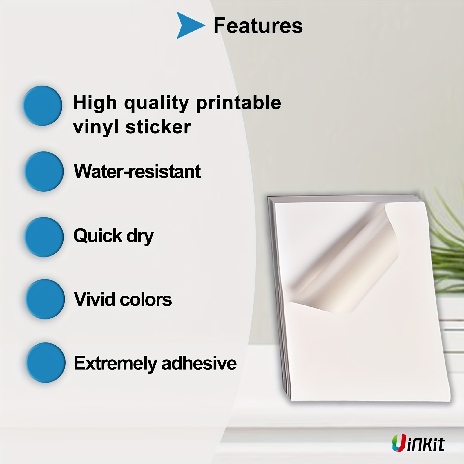 Uinkit Adhesivos de vinilo transparente imprimibles para impresora de  inyección de tinta, paquete de 25 unidades, papel adhesivo de vinilo