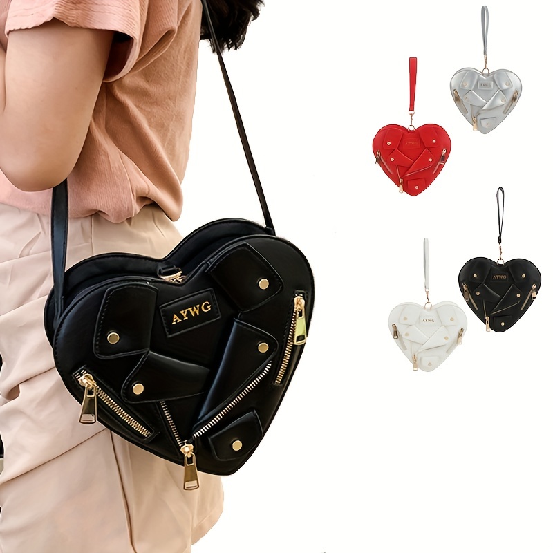 Cute Heart Shaped Crossbody Bag, Kawaii Casual Waterproof Shoulder
