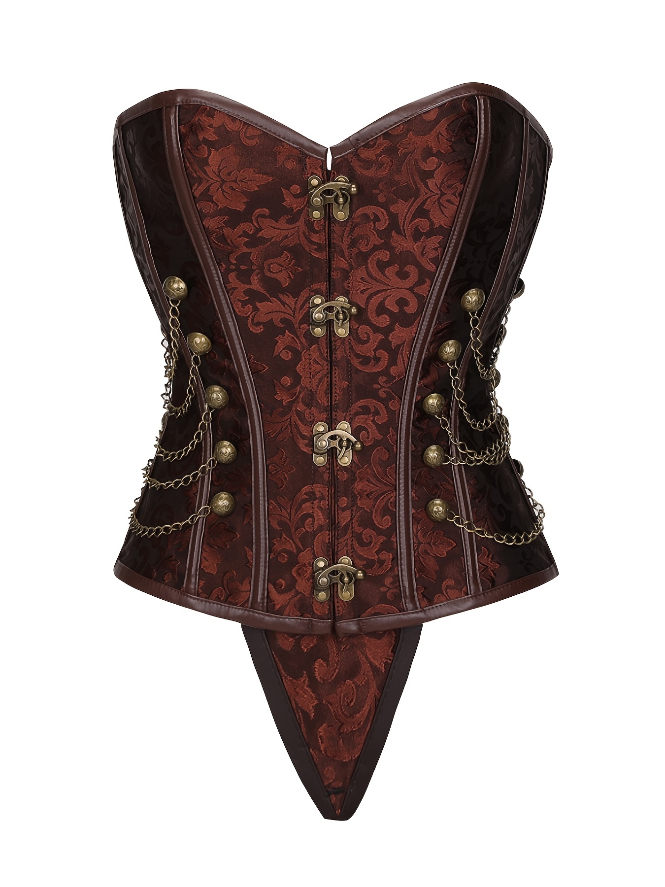 Womens Gothic Steampunk Corset Vest, Brown Steel Boned Vintage