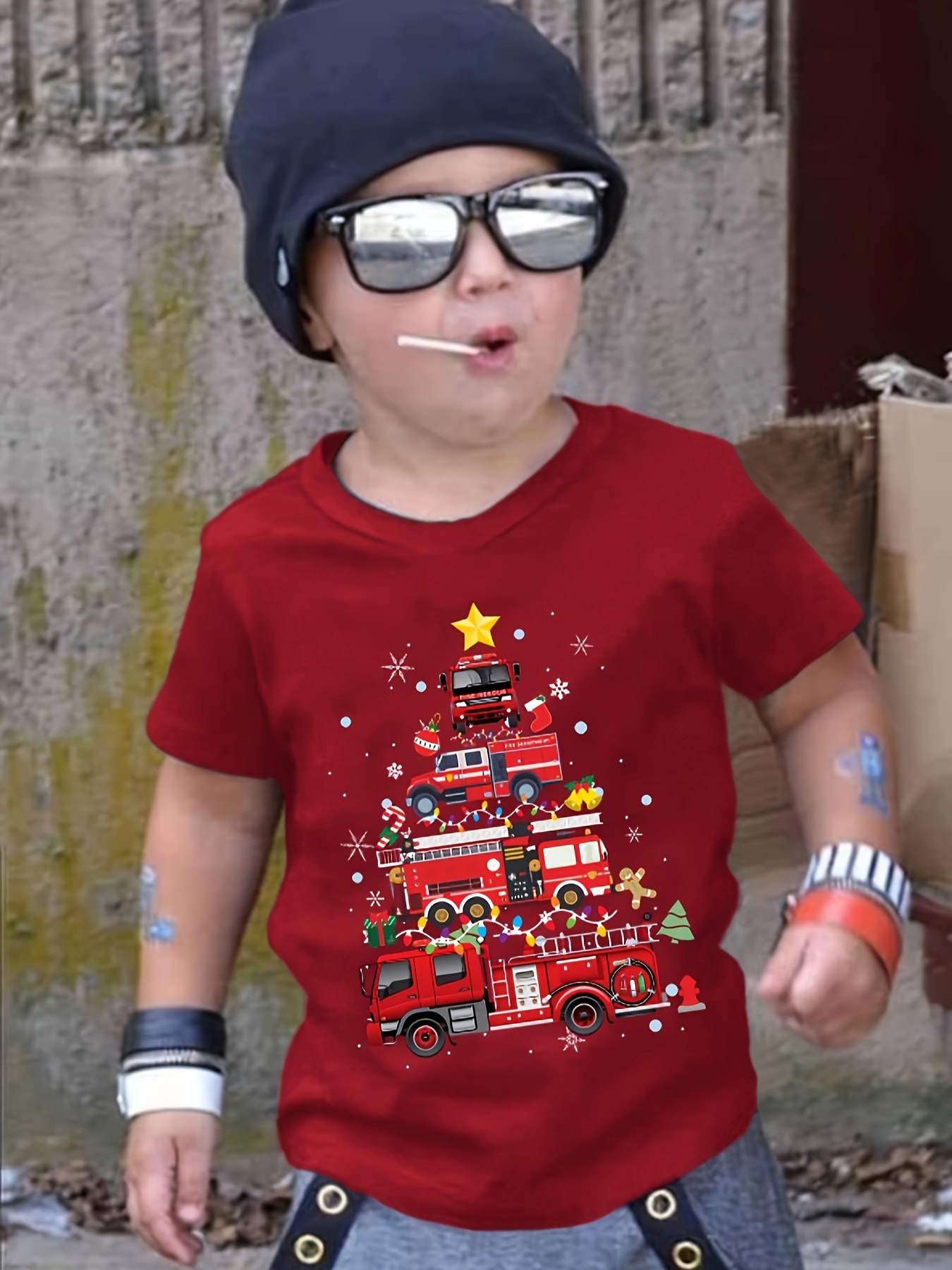 Camisa de manga corta con botones para bebé niño pequeño, camiseta de manga  corta con estampado de dibujos animados, ropa de moda para niños