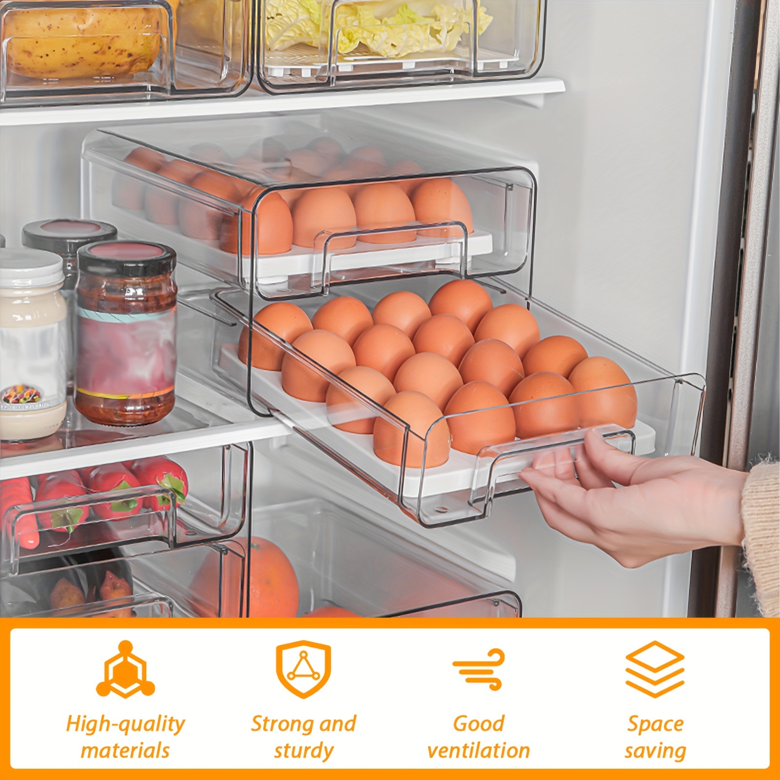 DILIBRA 2 Packs Plastic Stackable Storage Organizer Bins with Pull Out  Drawer, Large Clear Acrylic Storage Drawers Container Boxes for Fridge  Pantry