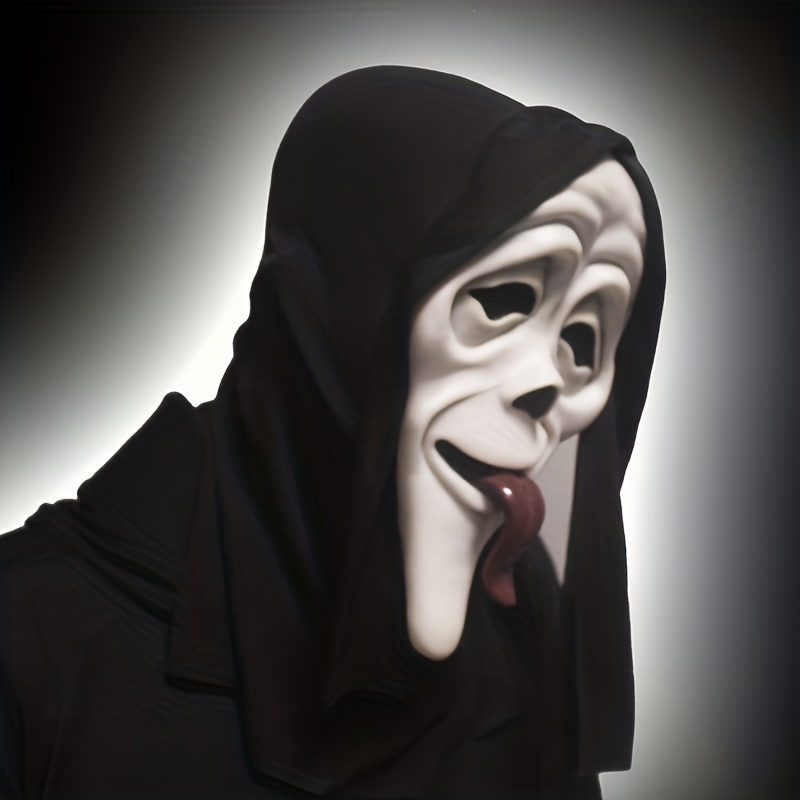 Scary Ghost Face Scream Mask Halloween Party Dress with Hood