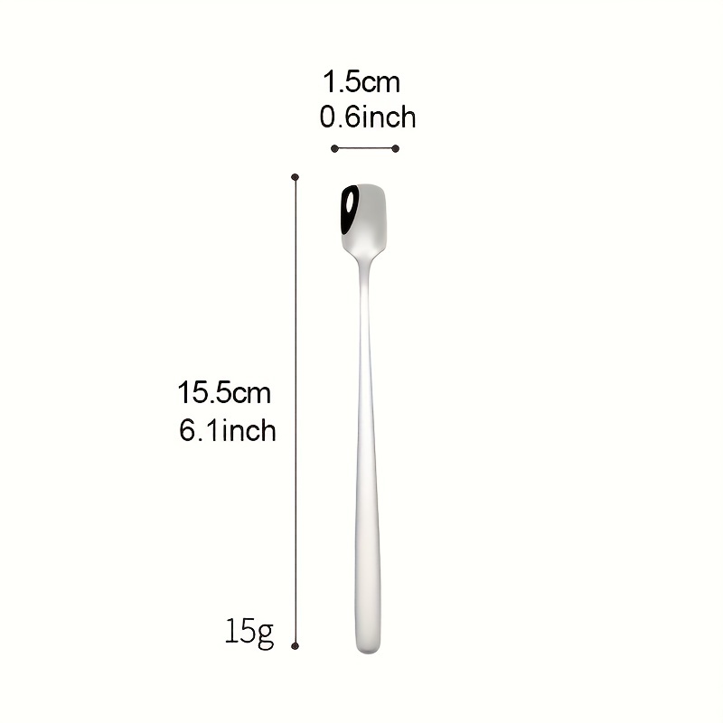 304 Stainless Steel Square Head Ice Spoon With Long Handle For