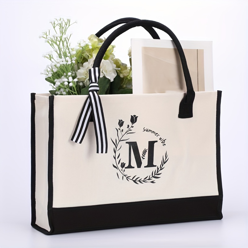 Letter Print Tote Bag, Classic Bag, Large Capacity Shoulder Bag