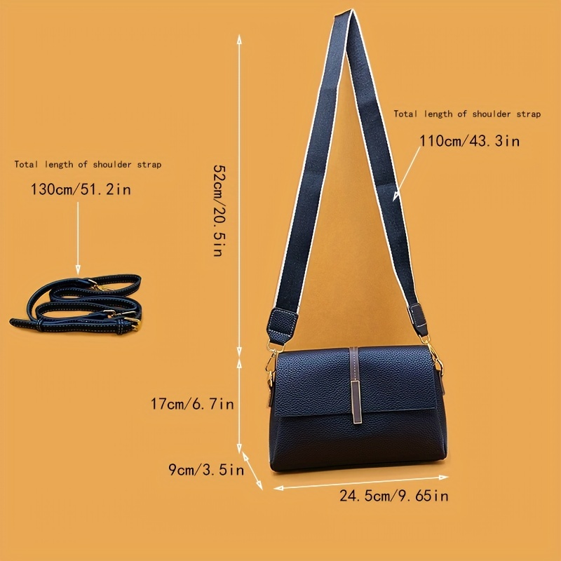 Trendy Simple Solid Color Shoulder Strap, Adjustable Crossbody