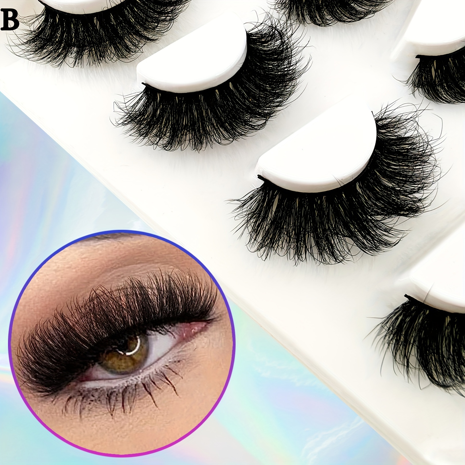 4 Pairs Fluffy False Eyelashes Curling Cat Eye Sexy Messy Lashes