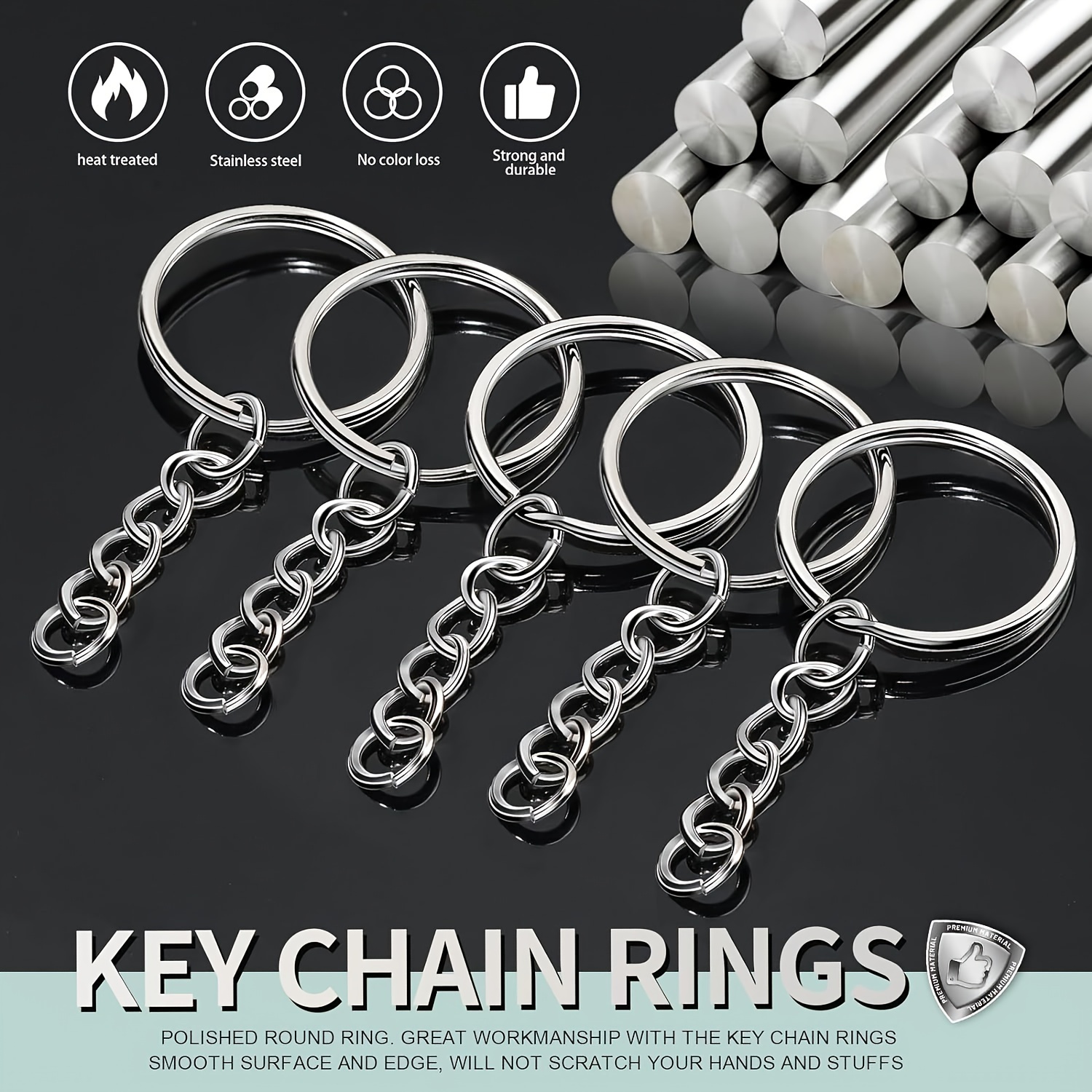 Diy Keychain Making Kit Metal Split Key Chain Rings For - Temu