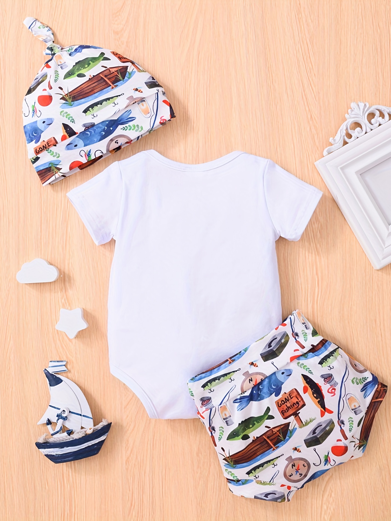 Baby Boys Casual daddy's Fishing Buddy Short Sleeve Onesie - Temu