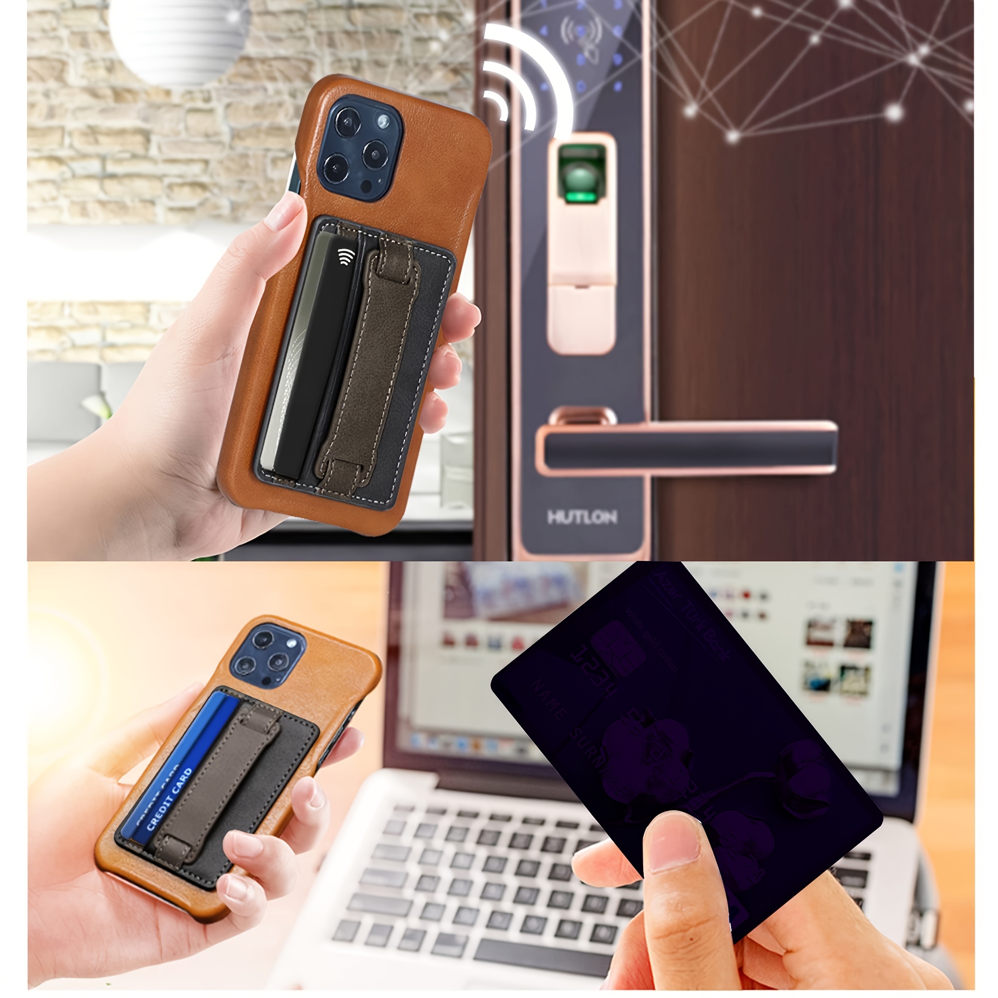 1pc Phone Card Slot Holder With Magnetic Snap Cell Phone Pocket