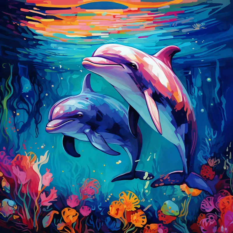 Animal Dolphin Artificial Diamond Painting Kits, 5d Rose Flower