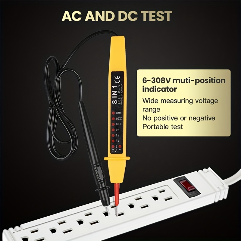 minifinker stylo testeur de tension Testeur de tension 8 en 1 AC DC 6-380V,  testeur d'instruments électriques de auto diagnostic
