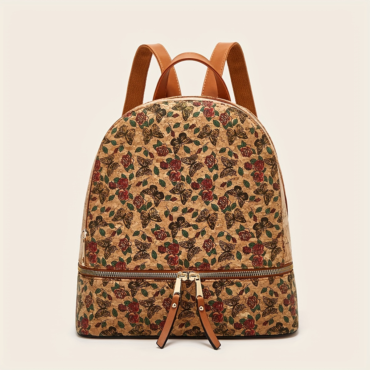 Vintage Printed Backpack, Women's Pu Leather Daypack, Casual School Bag For  Travel Work - Temu