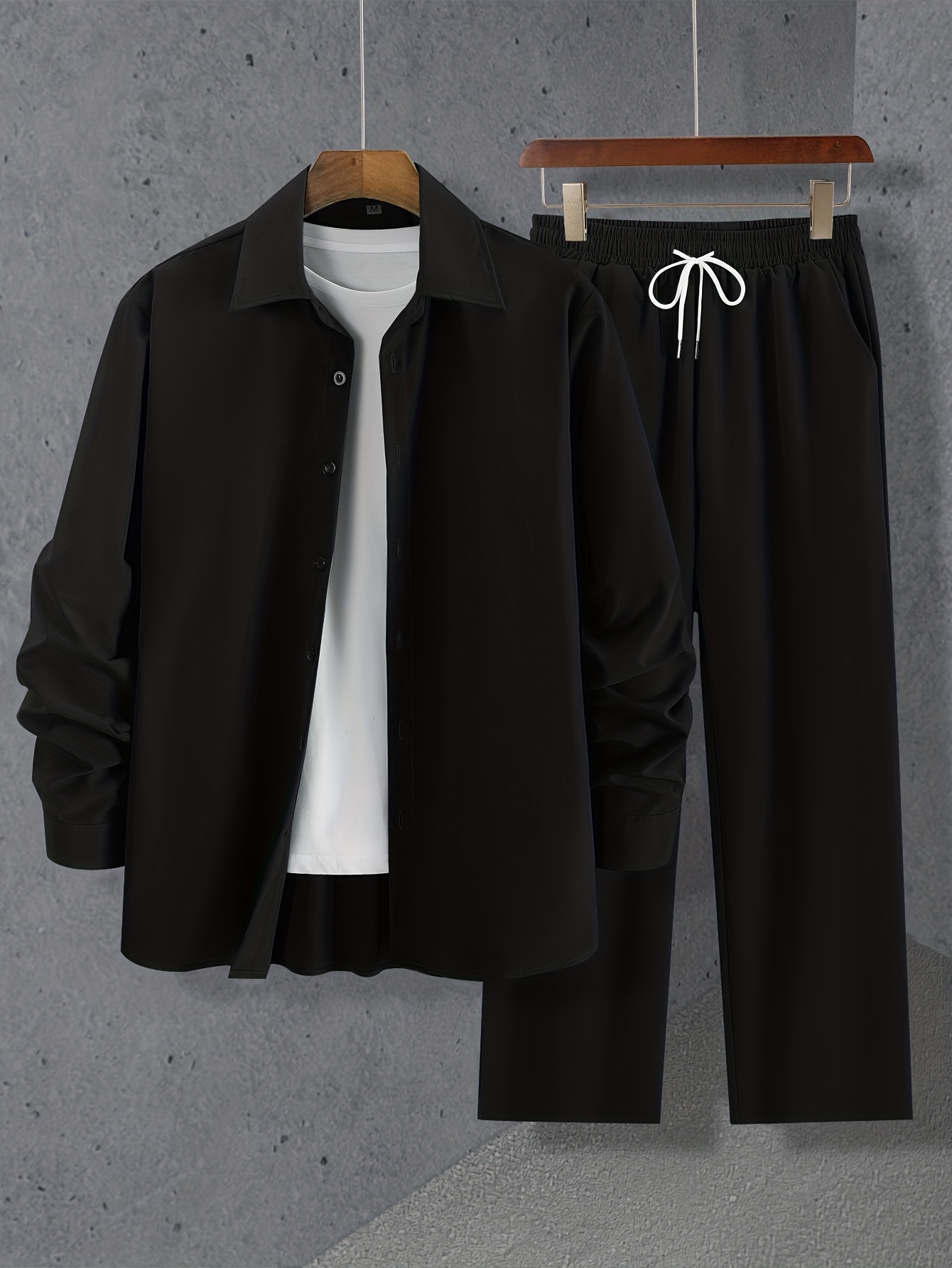 Monochrome Black Shirt and Pants Outfit