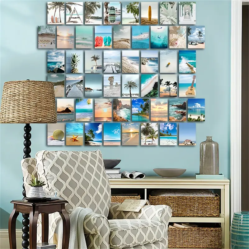 Kit Per Collage Di Decorazioni Da Parete Per Spiaggia E Mare Da 50 Pezzi -  Immagini Estetiche