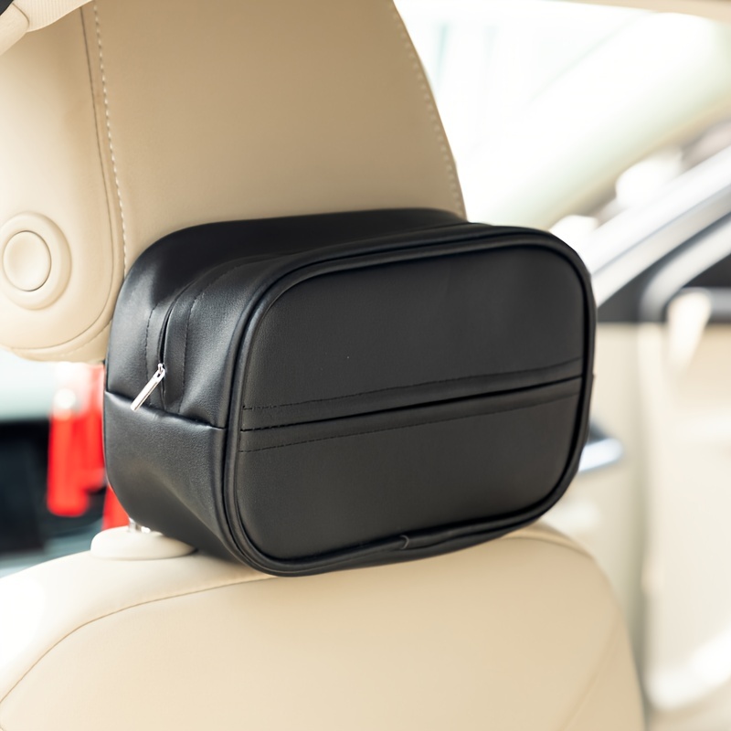 1pc Car Tissue Box Multifunctional Car Seat Hanging Leather