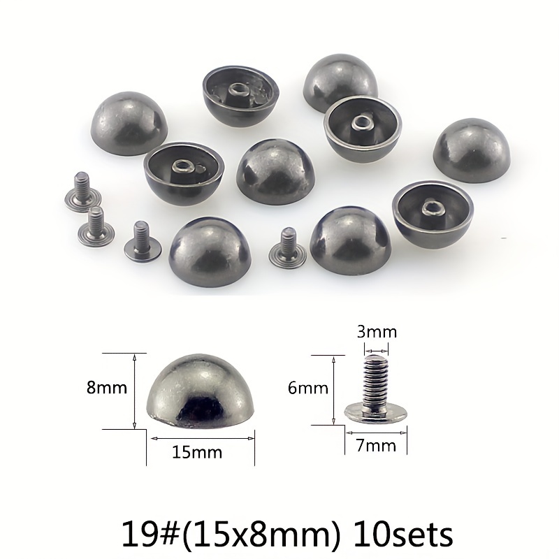 Multiple Size Metal Black Screw Spikes And Studs For Clothes Punk