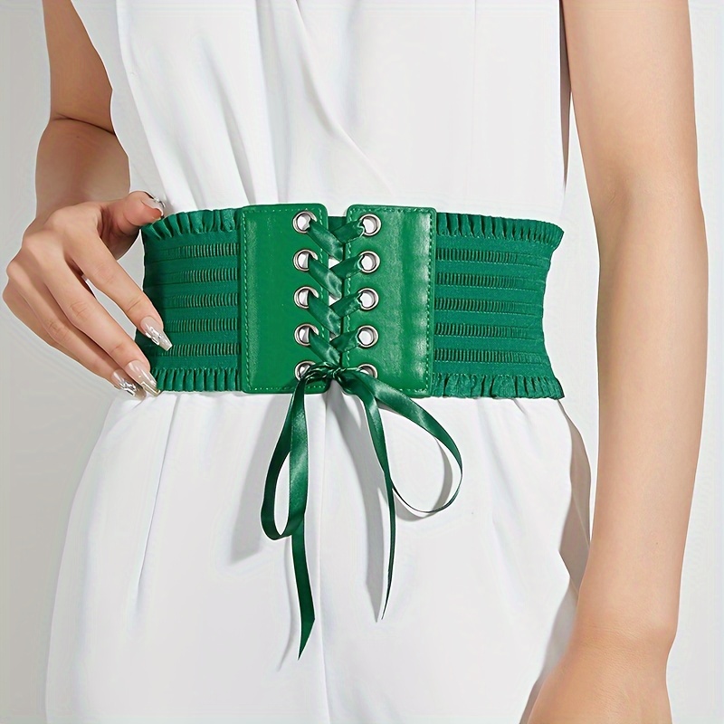 womens wide waist belt fashion lace elastic - Temu display picture 3
