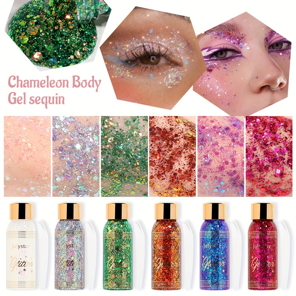 Body Glitter Laser Gel , Mermaid Scales Dance Stage Nightclub Makeup ,  Multi-color Makeup Sparkling Gel ( 9 Colors )