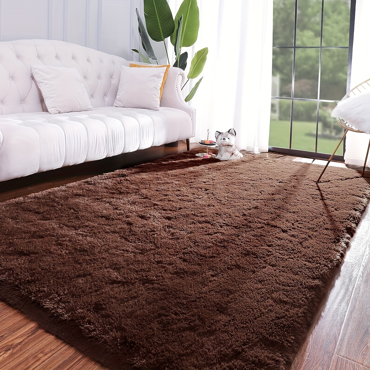  Alfombra de pelo suave para sala de estar, alfombras esponjosas  antideslizantes y cómodas alfombras peludas de felpa, alfombra para  decoración de guardería, alfombra de cabecera, alfombra de piel sintética  de 3