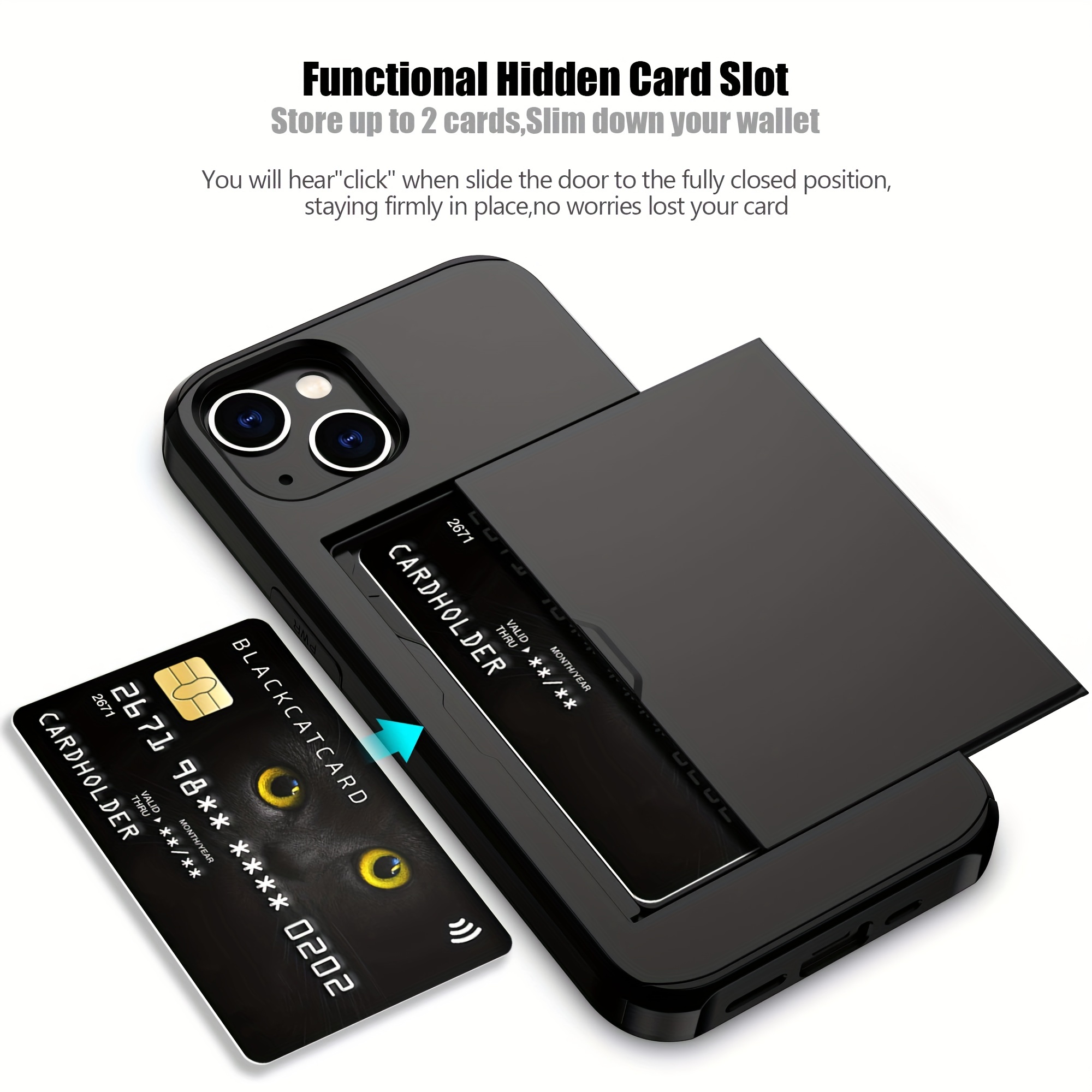 Funda tipo cartera para iPhone 13 PRO MAX con tarjetero - Diseño de doble  capa a prueba de golpes (4 tarjetas), color negro