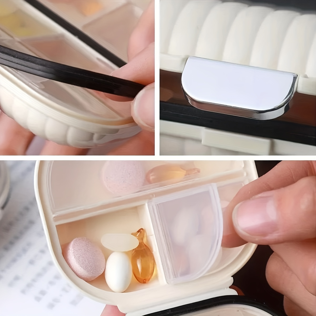 1pc Portable 4-Compartment Pill Organizer for Daily Medication