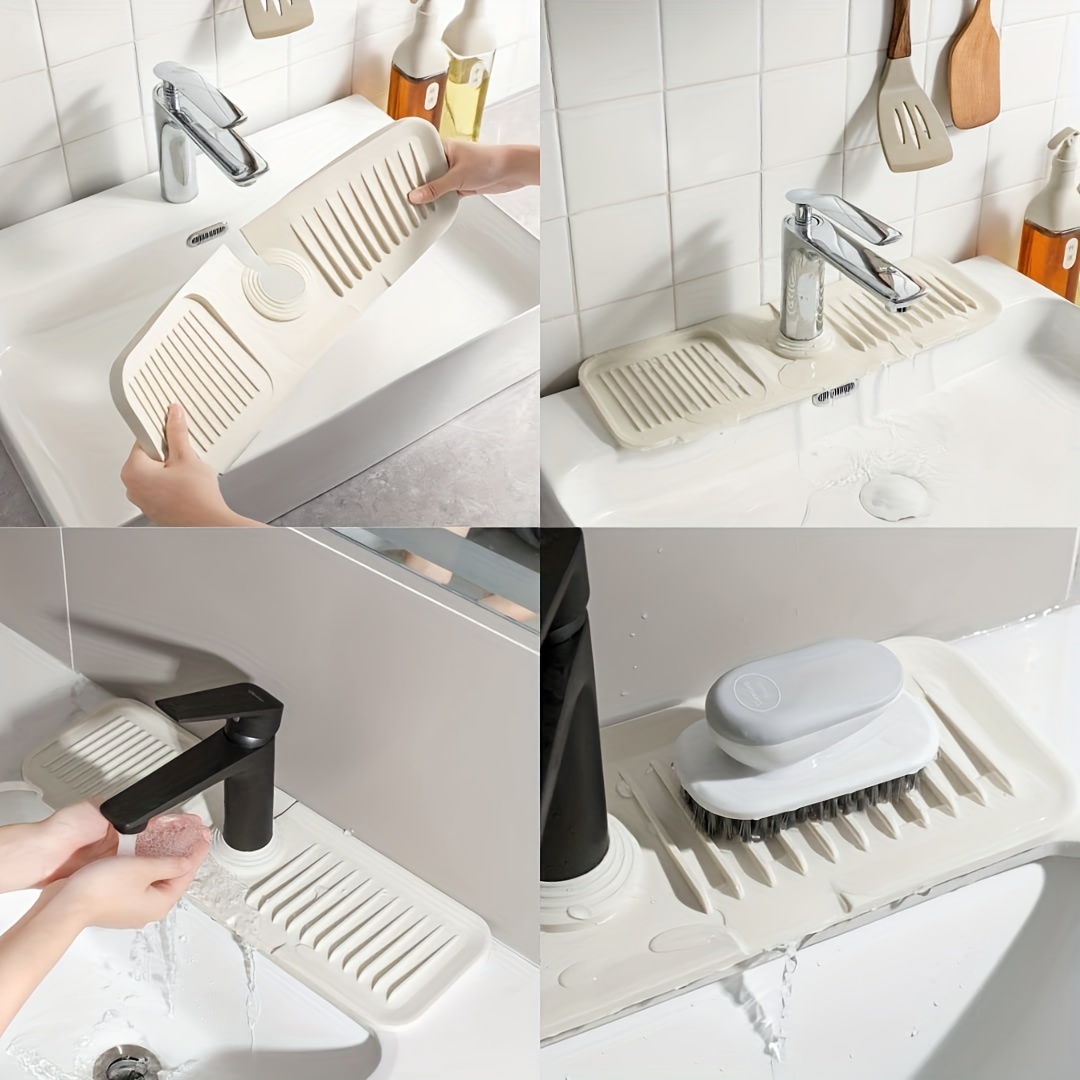 17 inch Kitchen Silicone Faucet Mat Sink Splash Guard Sponge Soap