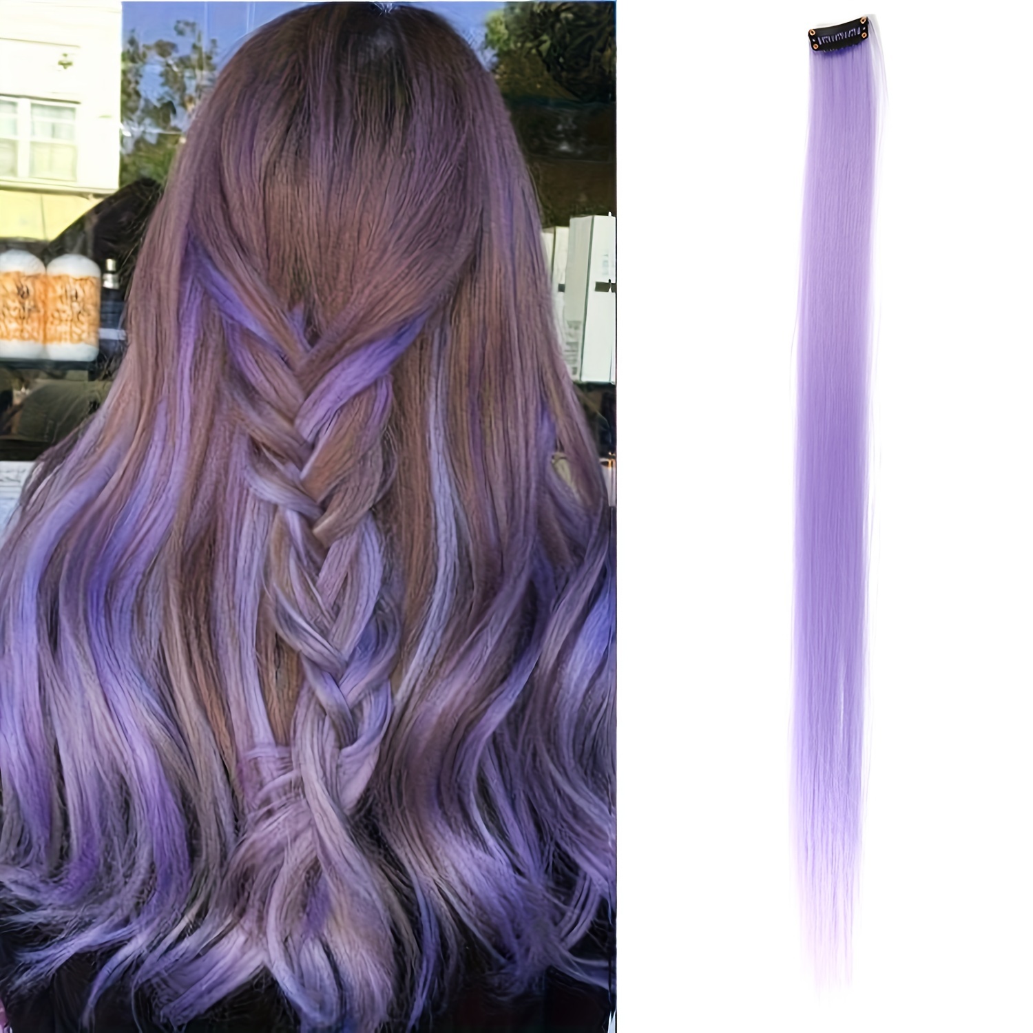Extensiones de cabello con clip de colores para niñas - Temu
