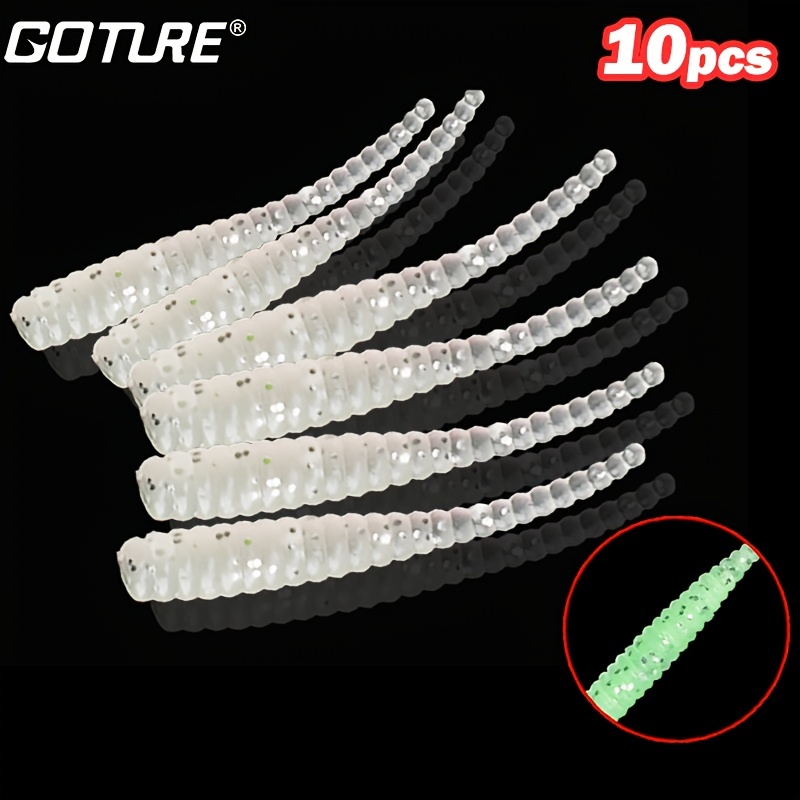 10pcs * Luminous Soft Plastic Fishing Lure - 35mm/1.38in Worm Bait for  Freshwater and Saltwater Fishing - * in the Dark for Increased Visibil