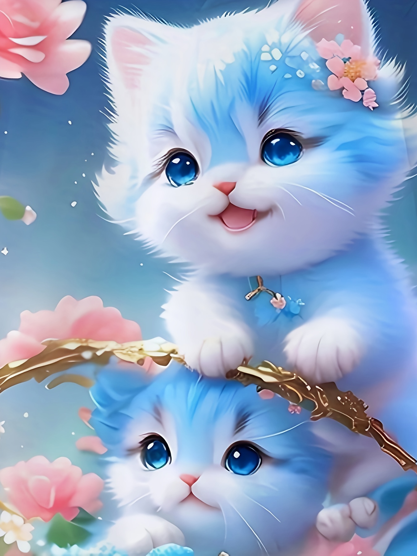 Scarica Adorabile gatto che indossa un soprabito e una felpa blu