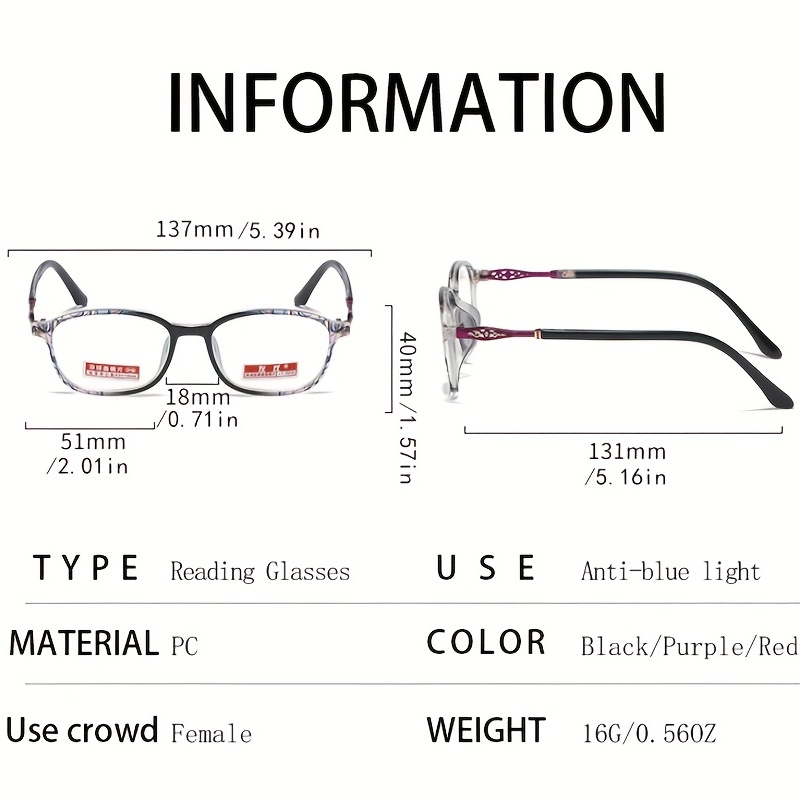Light Blocking Reading Glasses Retro Square Clear Lens Anti Eyestrain UV Compute