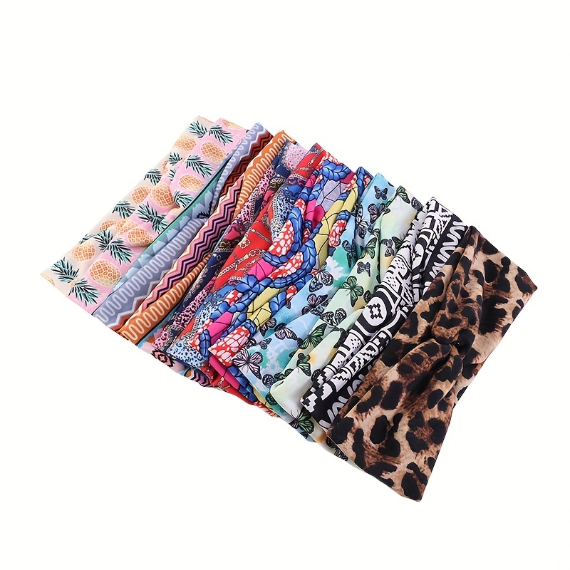 Boho Women Print Cross Knotted Headband Elastic Head Wrap Bandana