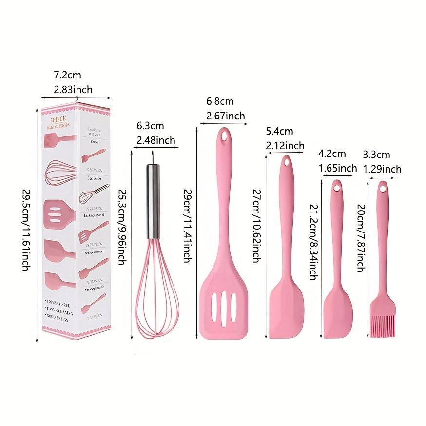 5 Pcs Silicone Kitchen Utensils Baking Tool Set Oil Brush Cream Scraper Kitchen  Accessories Baking Tools for Cakes