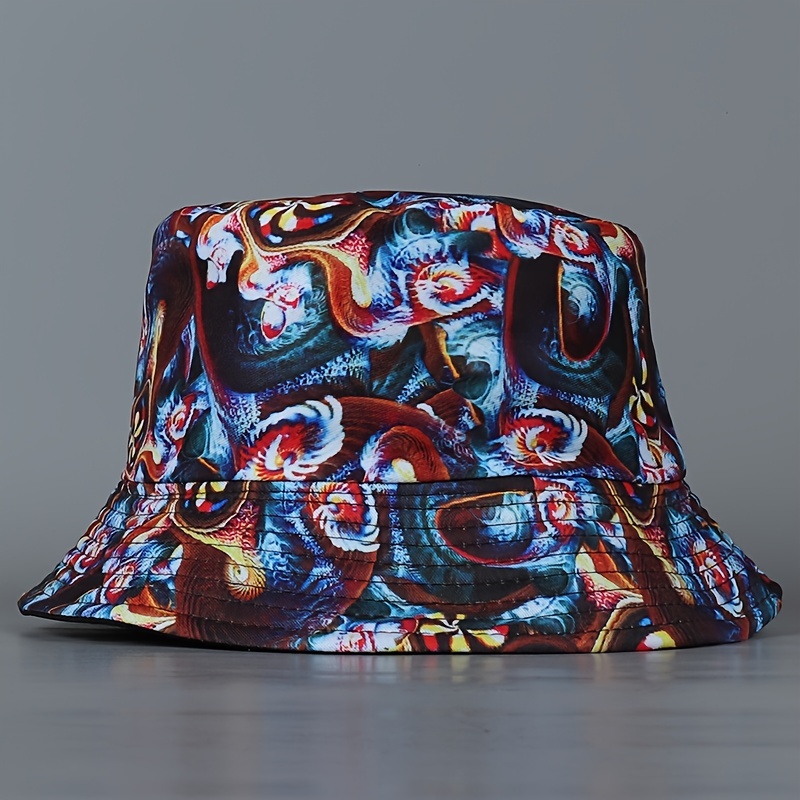 Golden Clockwork Reversible Bucket Hat, Black Vintage Geometric Lightweight  Fisherman Beach Travel Sun Hats - Temu